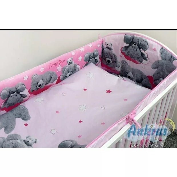 Apsaugėlė lovytei  Ankras FUNNY BEAR Pink 360 cm