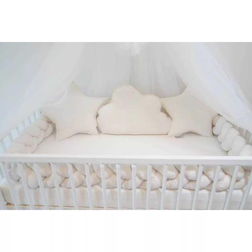 Apsaugėlė lovytei Pynė+3 pagalvėlės BELISIMA VELVET Ecru