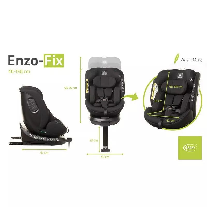 Autokėdutė 4baby ENZO FIX 360°(40-150 cm) Black