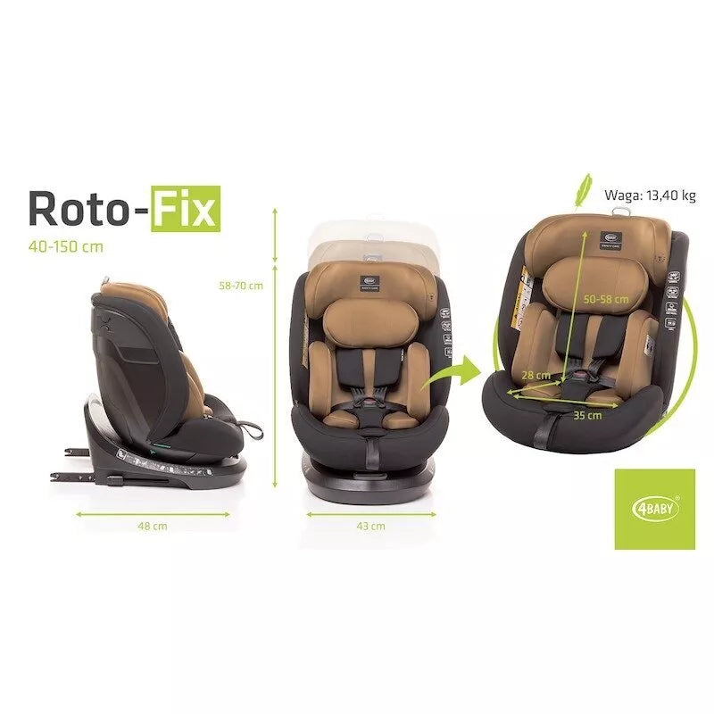 Autokėdutė 4baby ROTO-FIX 360°(40-150 cm) Mokka