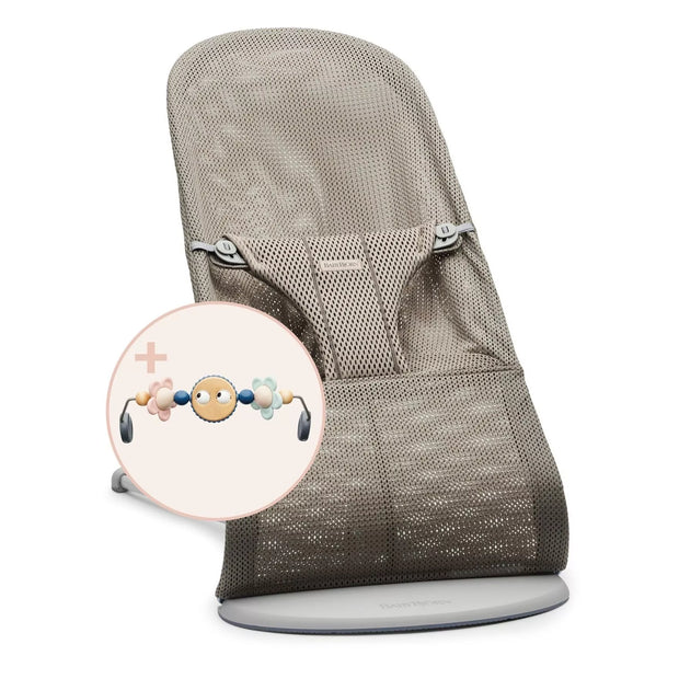 Gultukas BABYBJÖRN BLISS MESH Grey Beige + medinis žaislas