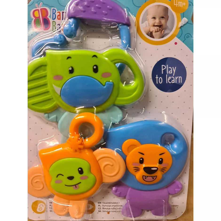 Barškutis su kramtuku BamBam SAFARI 3 vnt