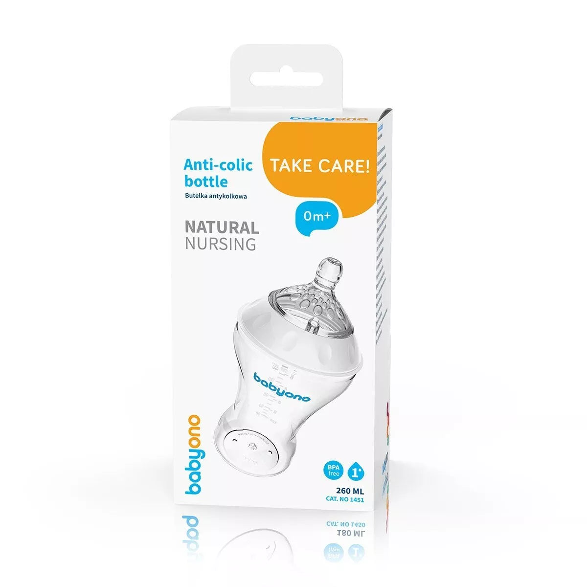 Buteliukas BabyOno Anti-colic NATURAL NURSING 260 ml