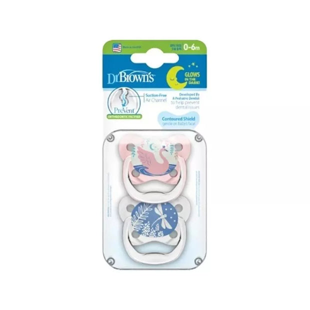 Dr. Brown's čiulptukai PREVENT 0-6 mėn, 2 vnt Pink/Blue