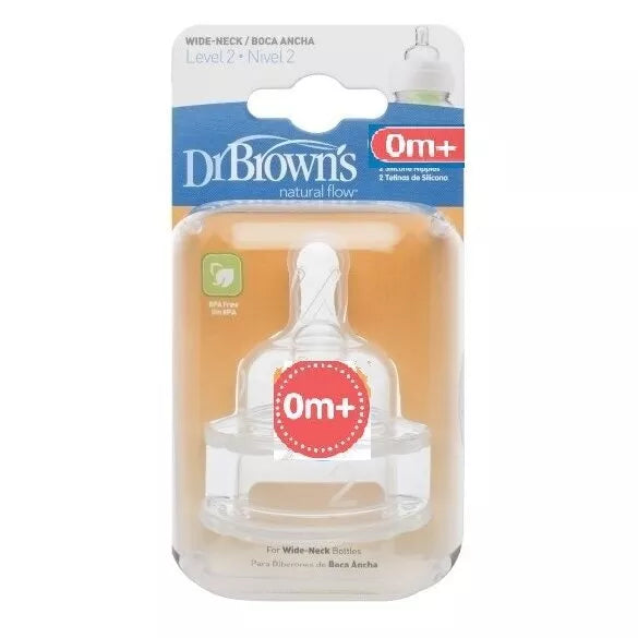 Dr Brown's žindukai silikoninia plataus kaklelio 0m+, 2 vnt.