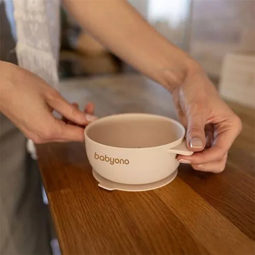 Dubenėlis silikoninis su siurbtuku ir dangteliu BabyOno 1662/03