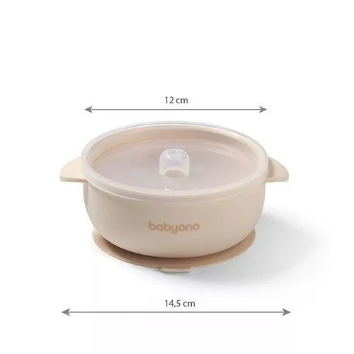 Dubenėlis silikoninis su siurbtuku ir dangteliu BabyOno 1662/03