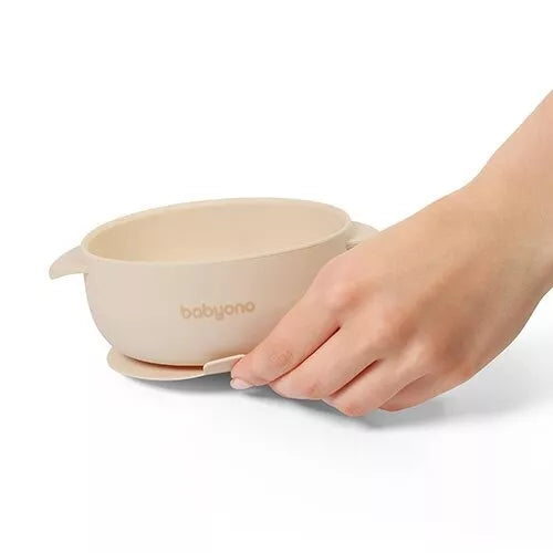 Dubenėlis silikoninis su siurbtuku ir dangteliu BabyOno 1662/03