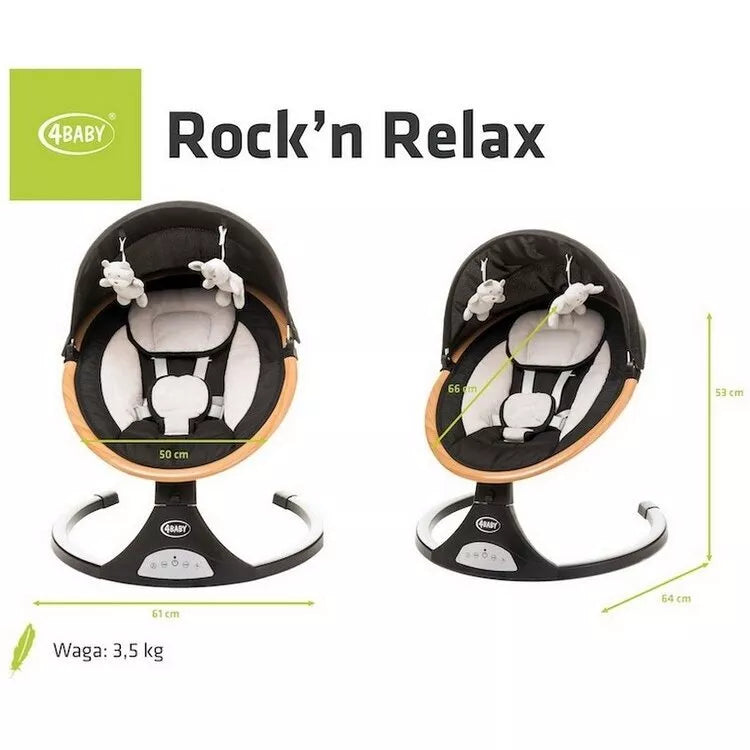 Elektrinis Gultukas - sūpynės 4baby ROCK'N RELAX Black