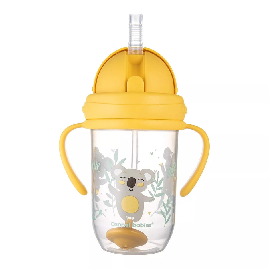 Gertuvė neišsipilanti su šiaudeliu Canpol EXOTIC ANIMALS 56/606 Yellow