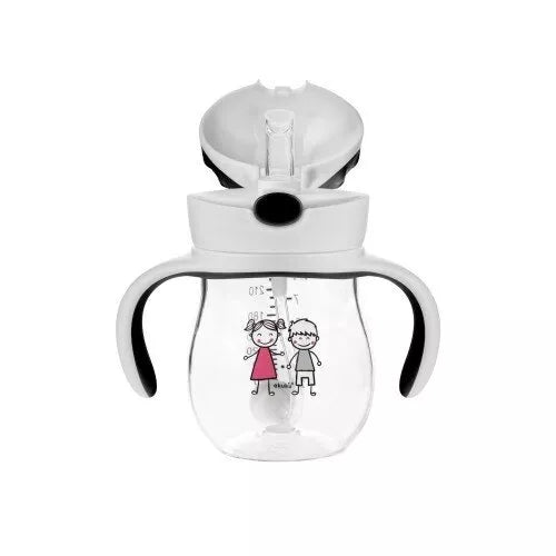 Gertuvė neišsipilanti su šiaudeliu, svareliu ir rankenėlėmis Akuku A0034