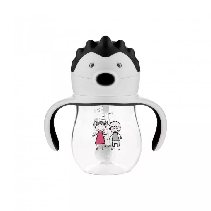 Gertuvė neišsipilanti su šiaudeliu, svareliu ir rankenėlėmis Akuku A0034