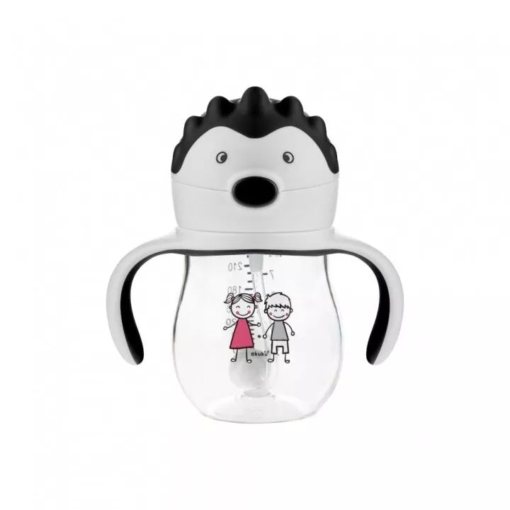 Gertuvė neišsipilanti su šiaudeliu, svareliu ir rankenėlėmis Akuku A0034