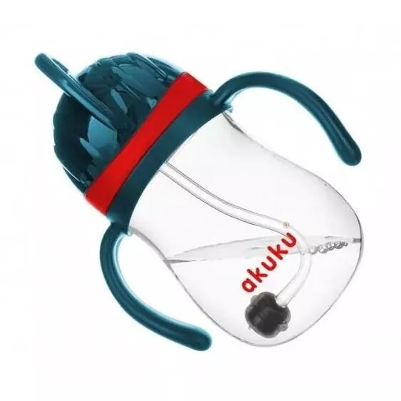 Gertuvė neišsipilanti su šiaudeliu, svareliu ir rankenėlėmis Akuku A0164