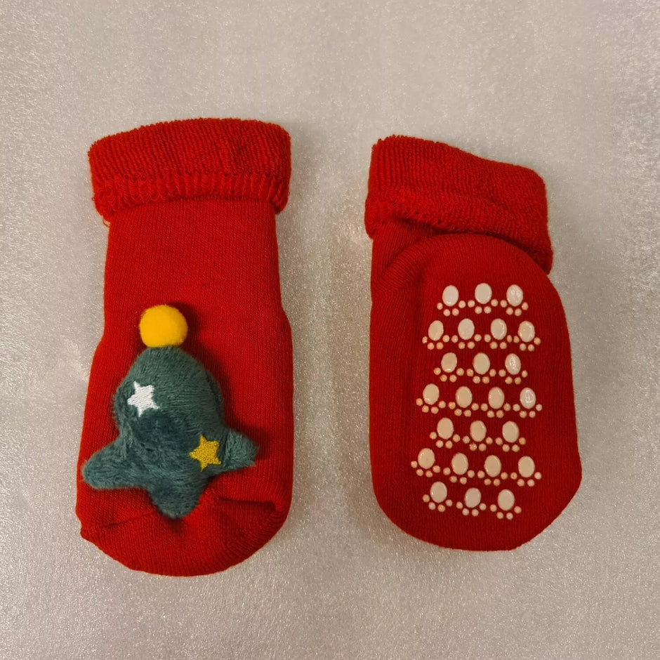 Kojinės neslystančiu padu Red Chrismas Tree