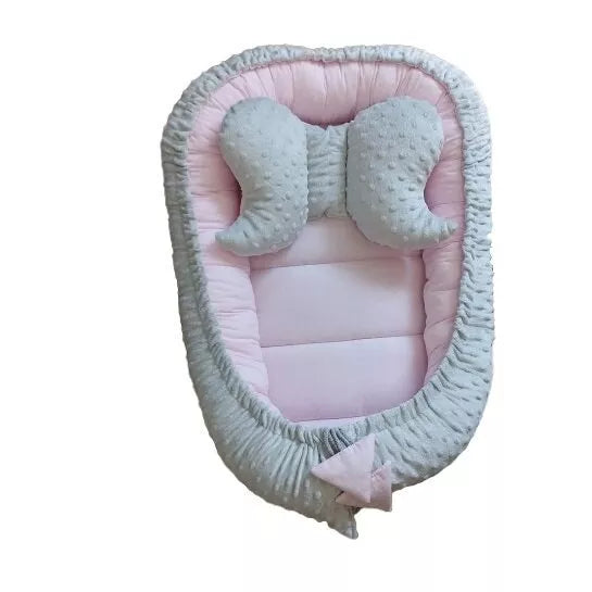 Kokonas-Lizdelis naujagimiams su pagalvyte DUET MINKI Pink