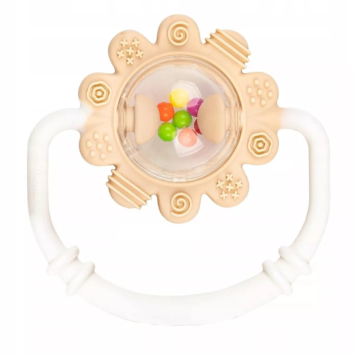 Kramtukas silikoninis su barškučiu GiliGums DAISY Ecru