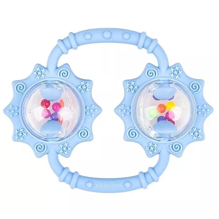 Kramtukas silikoninis su barškučiu GiliGums SUNFLOWERS  Blue