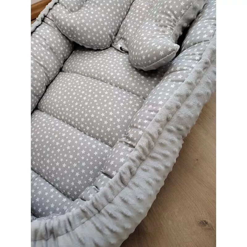 Kokonas-Lizdelis naujagimiams su pagalvyte DUET MINKI Grey