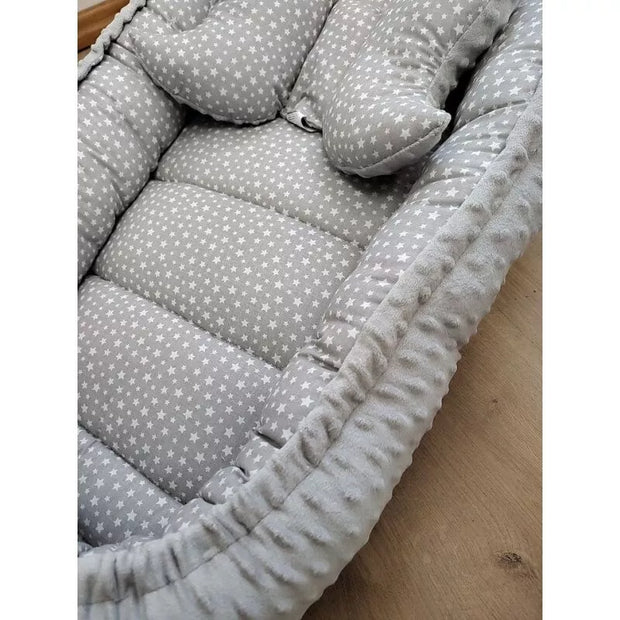 Kokonas-Lizdelis naujagimiams su pagalvyte DUET MINKI Grey