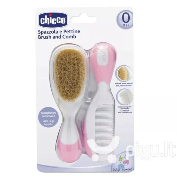 Kūdikių šukos ir šepetys Chicco Pink