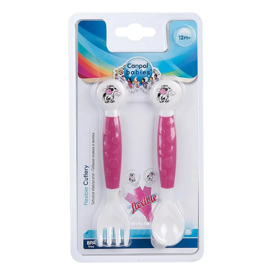 Lankstūs vaikiški stalo įrankiai Canpol 56/580 Pink