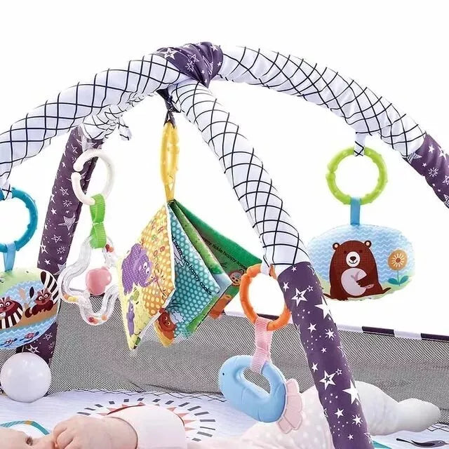 Lavinamasis edukacinis kilimėlis su kamuoliukais Blue Animals