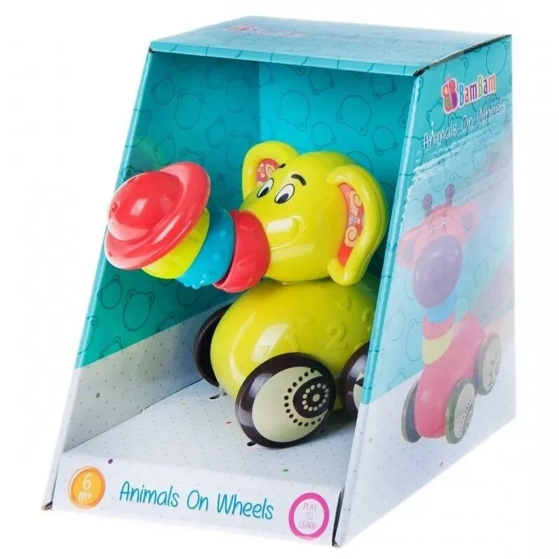 Lavinantis žaislas su ratukais BamBam ANIMALS ON WHEELS