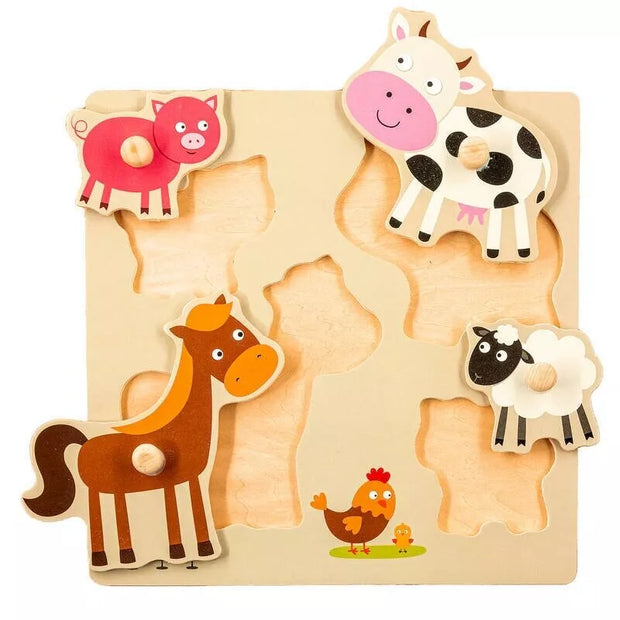 Medinė edukacinė dėlionė Pmily Play ANIMALS