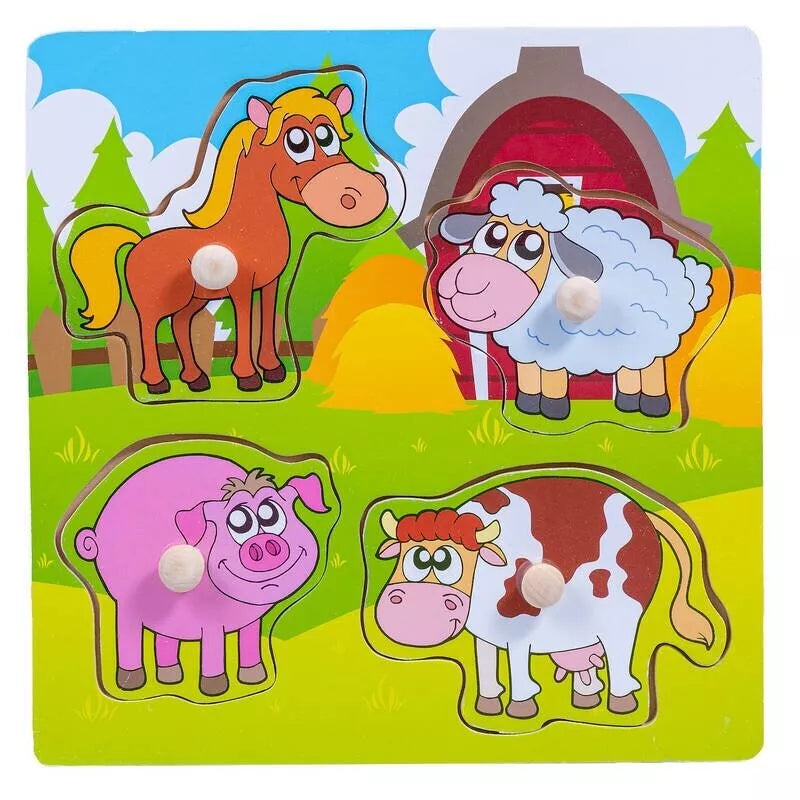 Medinė edukacinė dėlionė Pmily Play SMALL FARM