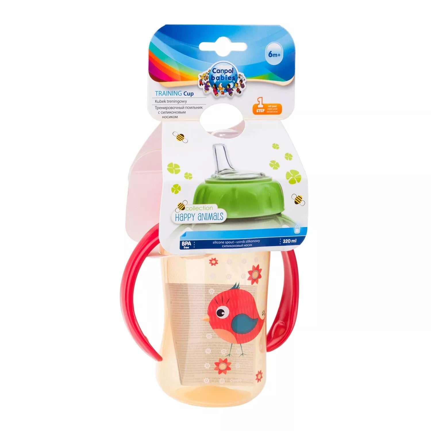 Mokomasis puodelis su silikoniniu snapeliu Canpol CUTE ANIMALS 56/512 Red