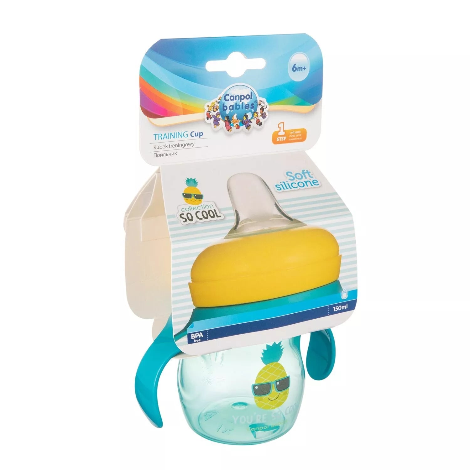 Mokomasis puodelis su silikoniniu snapeliu Canpol SO COOL 57/303 Turquoise