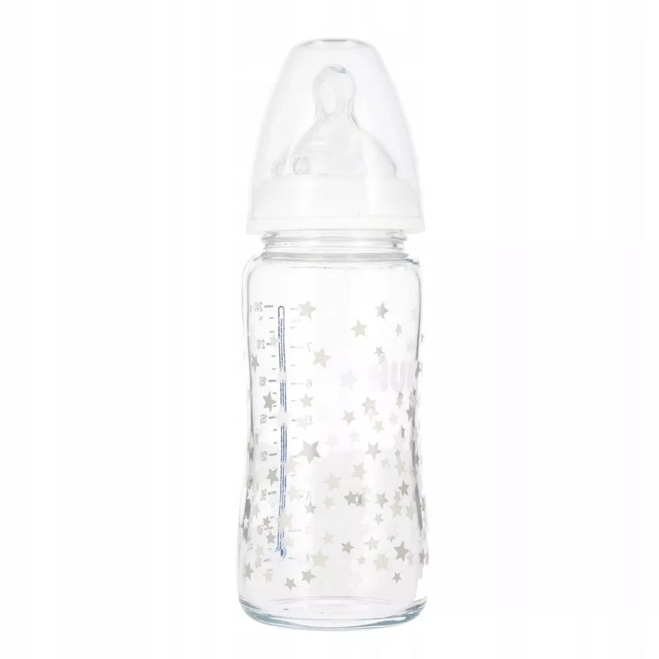 NUK buteliukas stiklinis First Choice+, 240 ml, 0-6