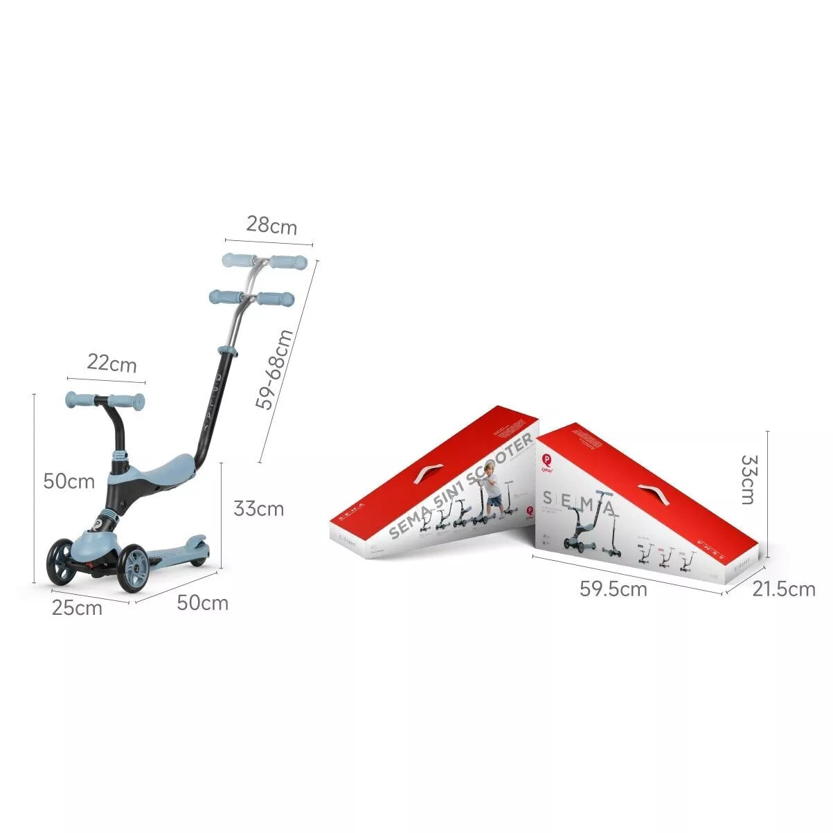 Paspirtukas su sėdyne QPlay SEMA 5in1 Beige