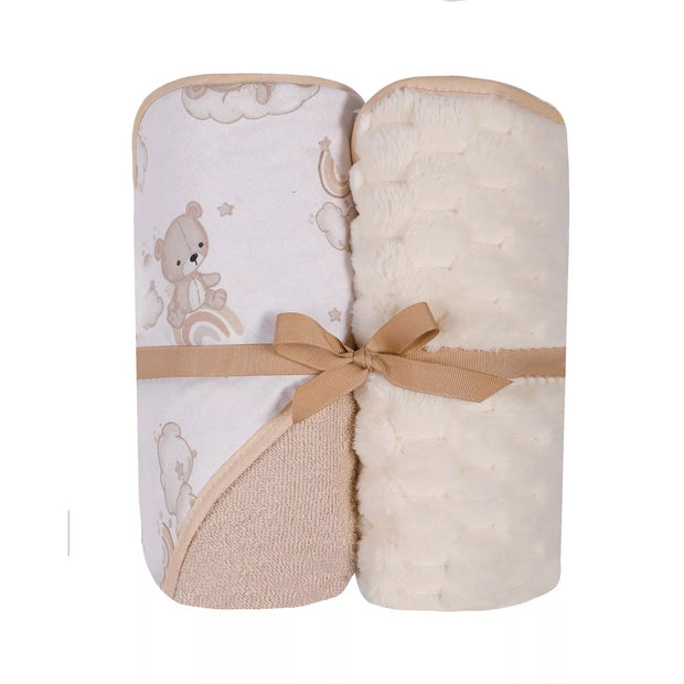 Rankšluostis FROTTE su gobtuvu + pledukas MINKI Ecru