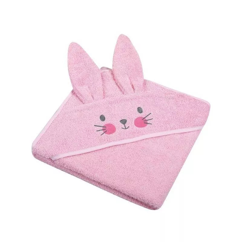 Rankšluostis kūdikiui 3D su gobtuvu RABBIT Pink