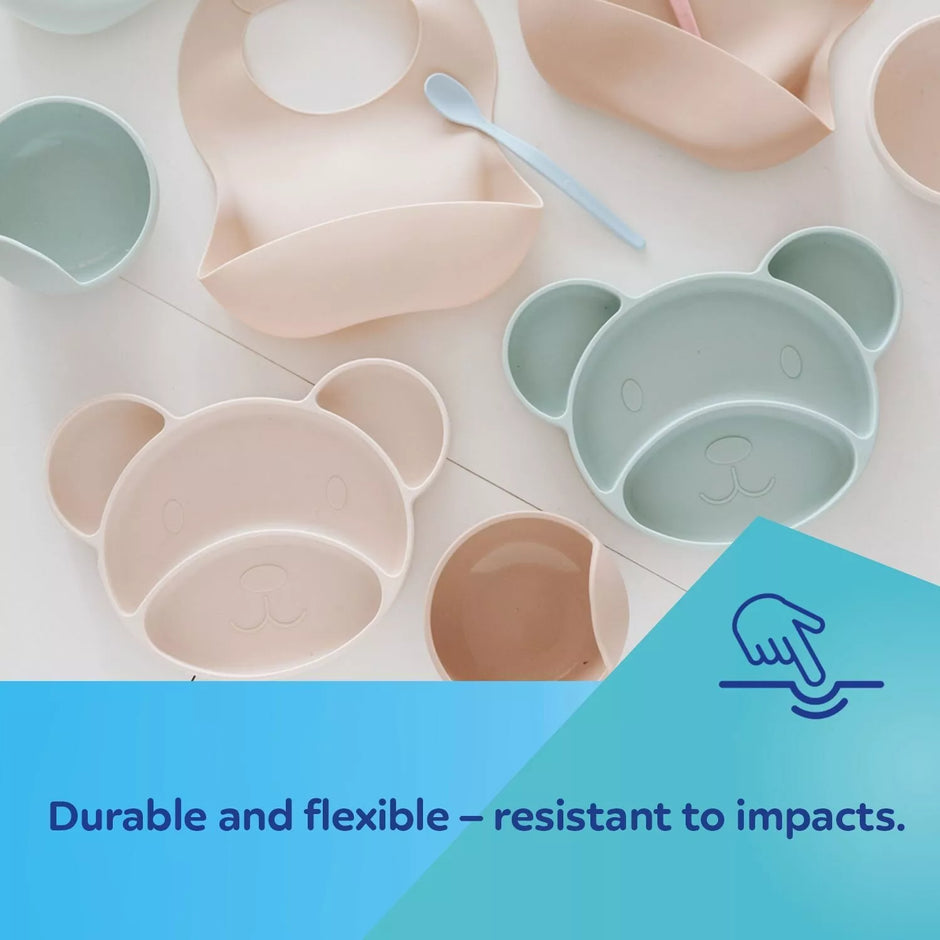 Silikoninė lėkštė su siurbtuku BEAR Canpol 51/401, Cream