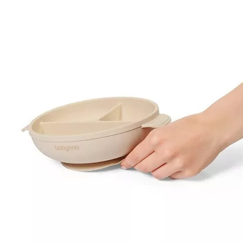 Silikoninė lėkštė su siurbtuku, dangteliu ir skyriais BabyOno 1661/03