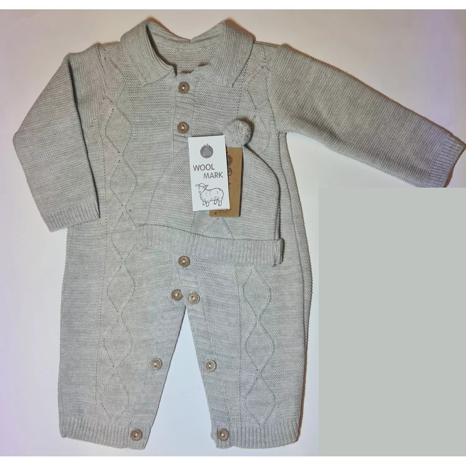 Šiltas romperis/kombinezonas kūdikiui su kepurite GARAMINI Grey