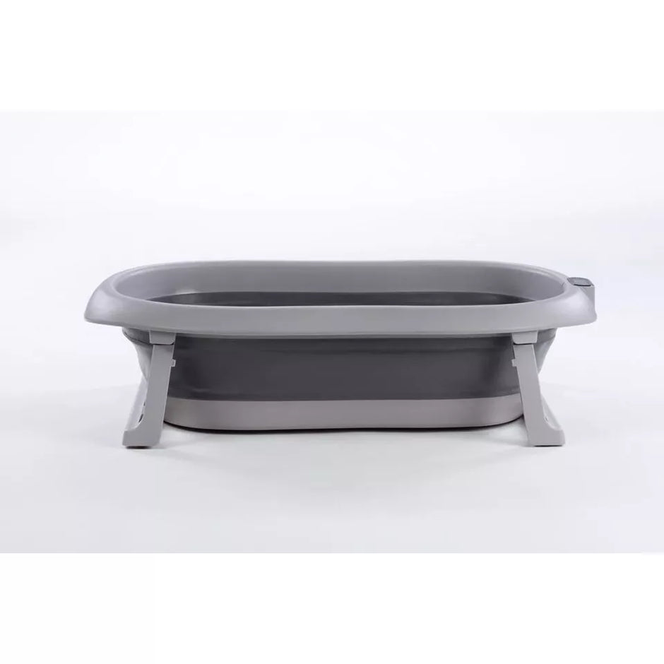 Sulankstoma kūdikio vonelė su termometru ir silikoniniu gultuku BATH&CARE Dark Grey