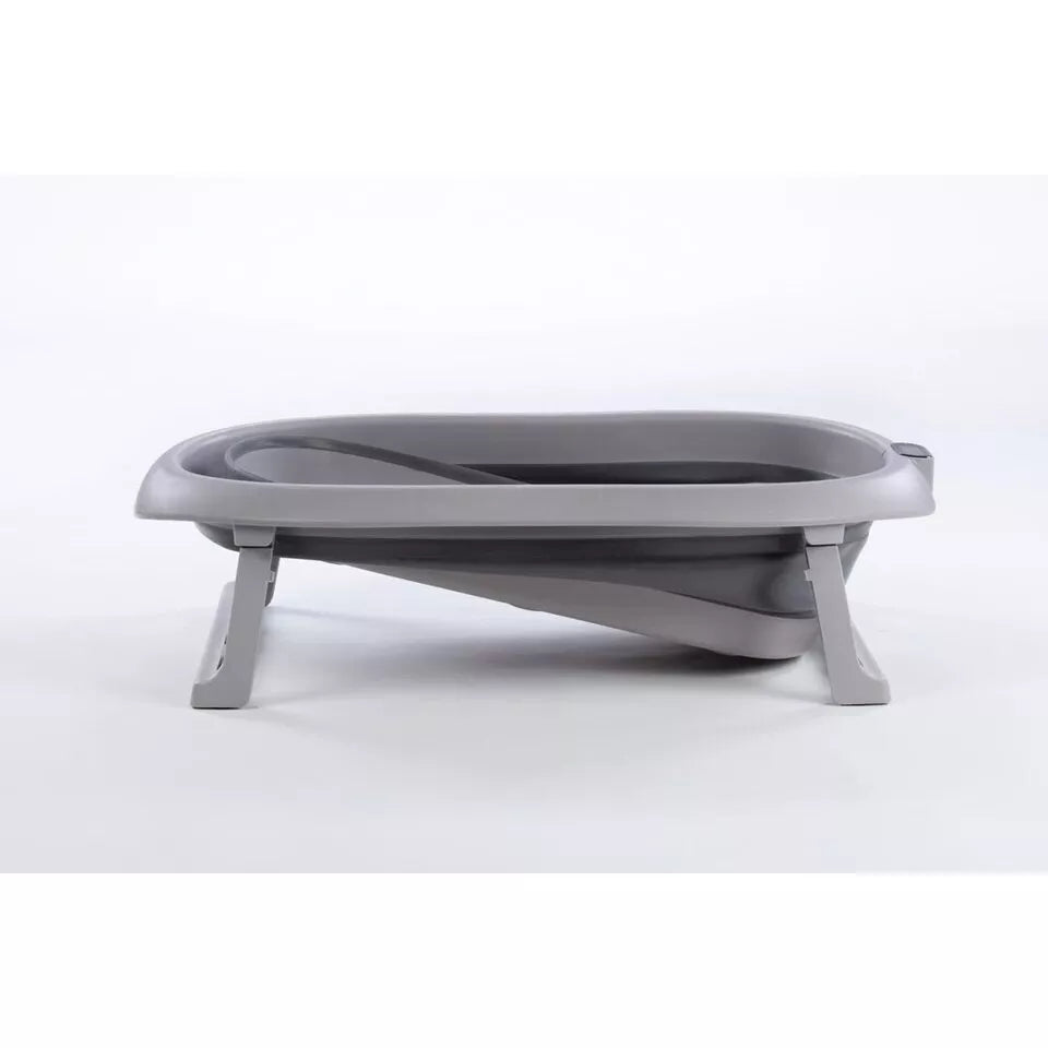 Sulankstoma kūdikio vonelė su termometru ir silikoniniu gultuku BATH&CARE Dark Grey