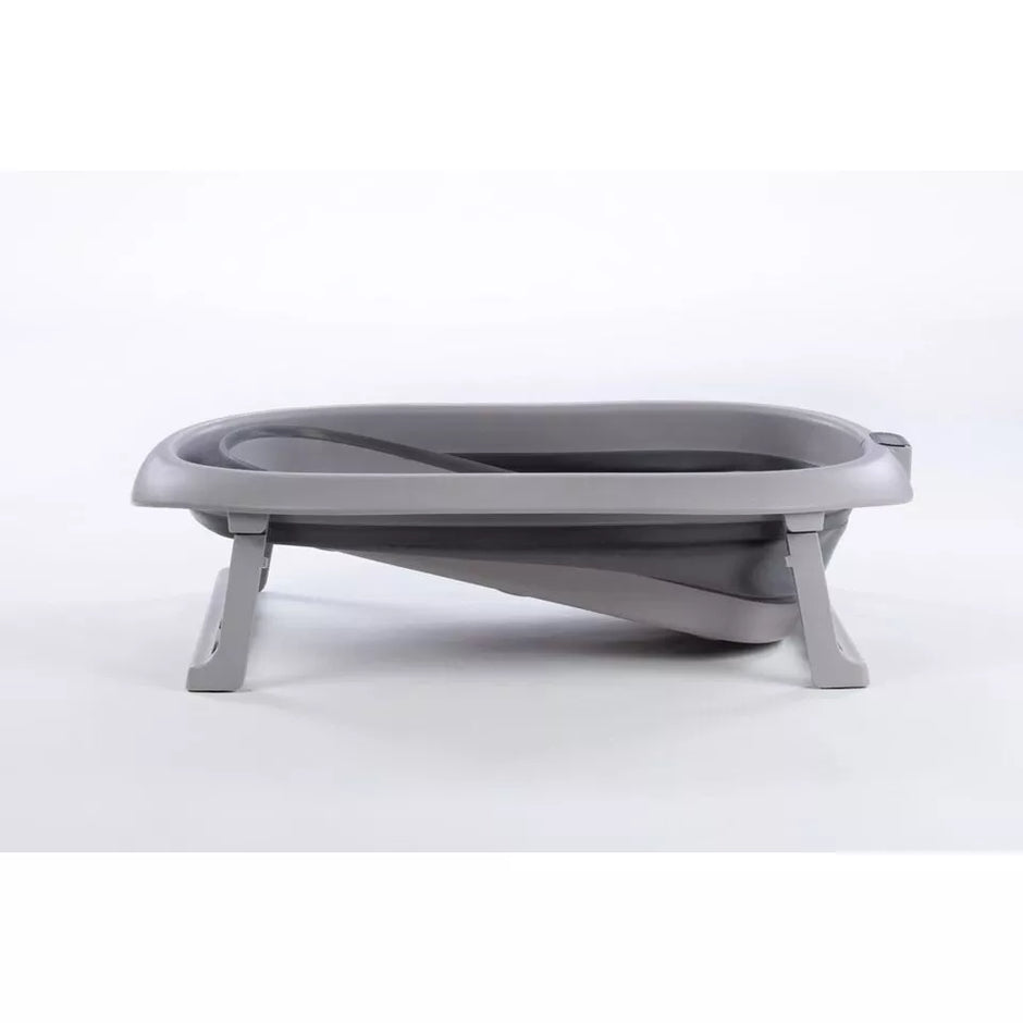 Sulankstoma kūdikio vonelė su termometru ir silikoniniu gultuku BATH&CARE Dark Grey