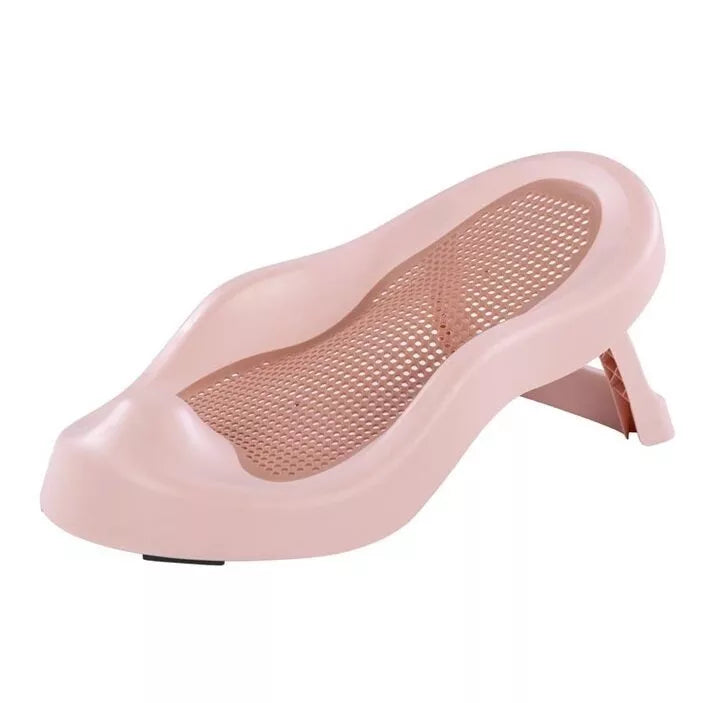 Sulankstoma kūdikio vonelė su termometru ir silikoniniu gultuku BATH&CARE Dark Pink