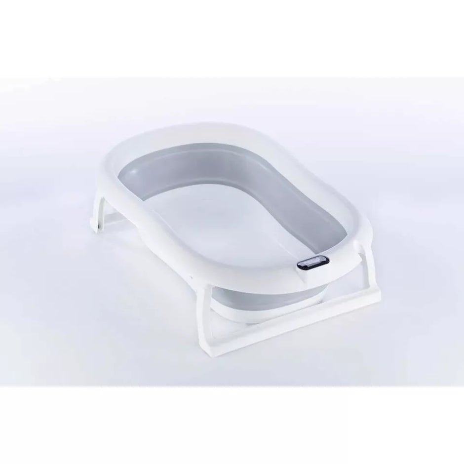 Sulankstoma kūdikio vonelė su termometru ir silikoniniu gultuku BATH&CARE Grey