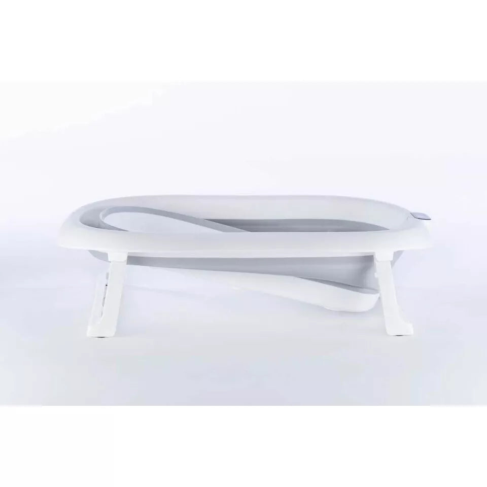 Sulankstoma kūdikio vonelė su termometru ir silikoniniu gultuku BATH&CARE Grey