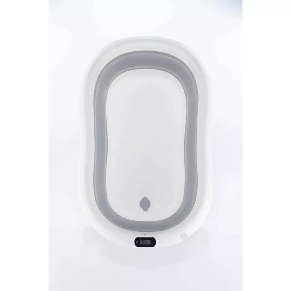 Sulankstoma kūdikio vonelė su termometru ir silikoniniu gultuku BATH&CARE Grey
