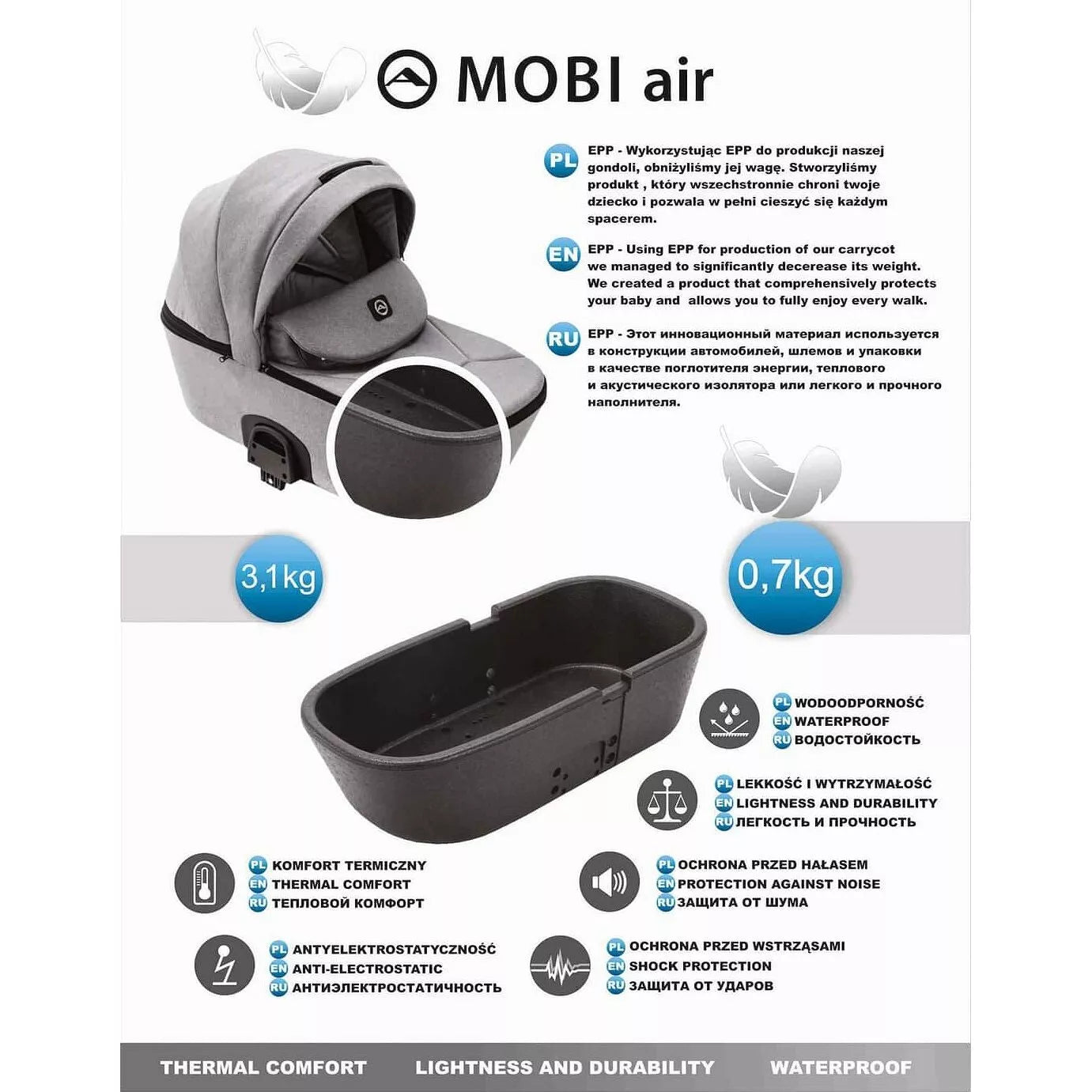 Vežimėlis Adamex MOBI AIR LUX 2in1, TK 18