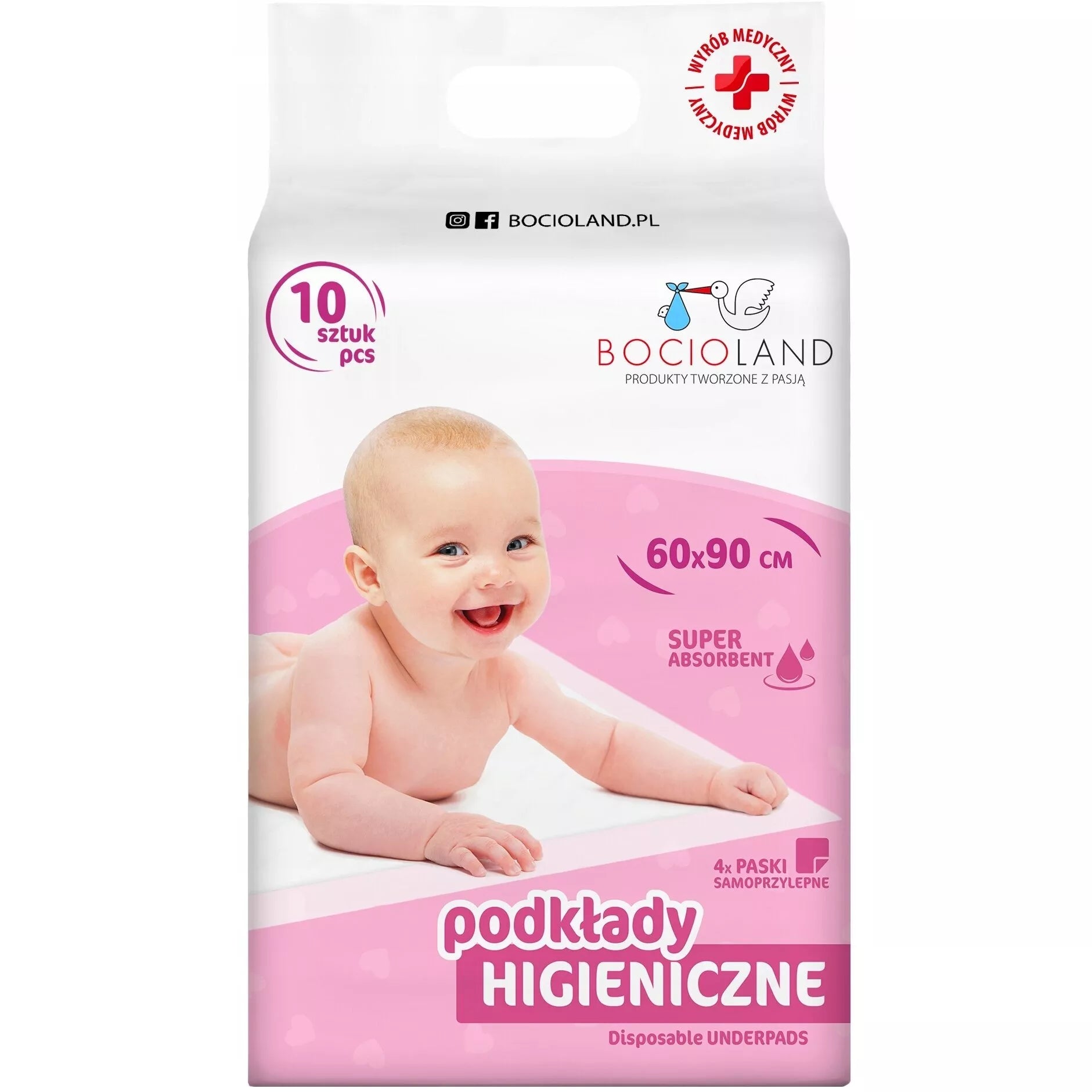 Vienkartiniai higieniniai paklotai BOCIOLAND 60x90 cm, 10 vnt