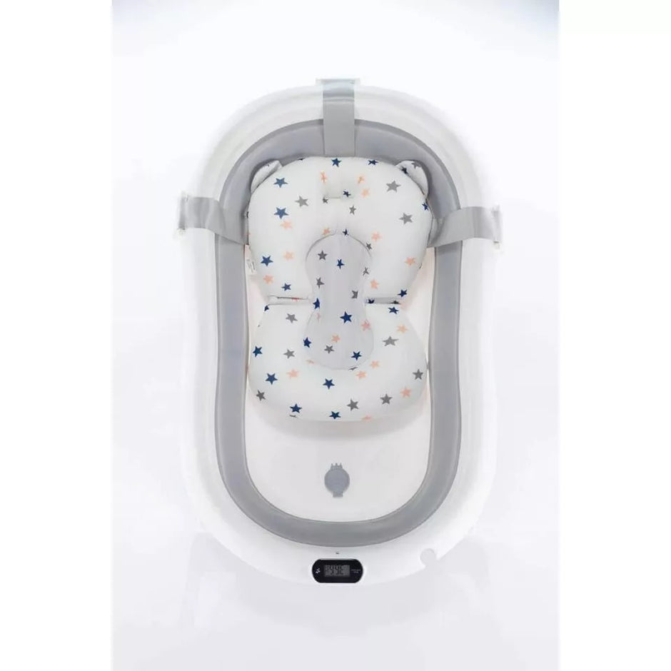 Sulankstoma kūdikio vonelė su termometru ir pagalve BATH&CARE Grey