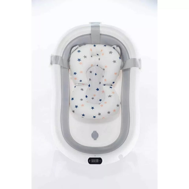 Sulankstoma kūdikio vonelė su termometru ir pagalve BATH&CARE Grey